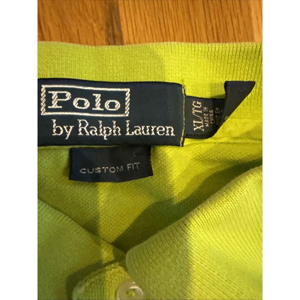 Vtg Polo Ralph Lauren Polo Shirt Size XL Green France Custom Fit Big Pony Logo - Picture 2 of 4